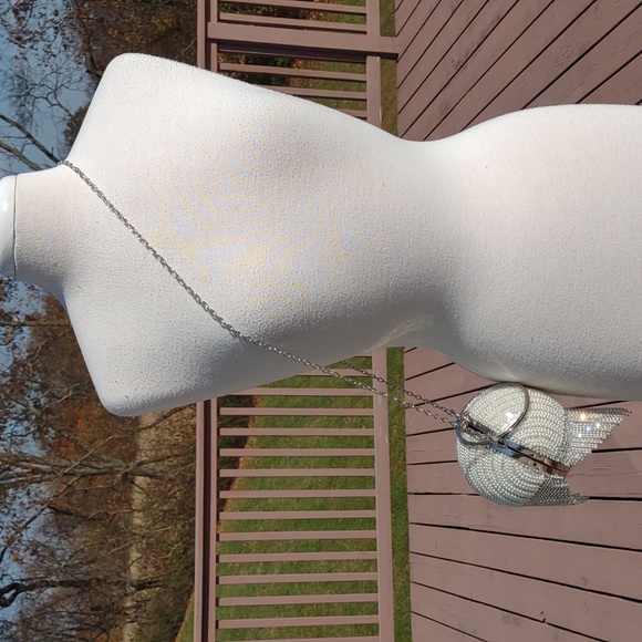 🐧UNIQUE VINTAGE Round Pearl/Rhinestones Flapper Clutch - Picture 7 of 14